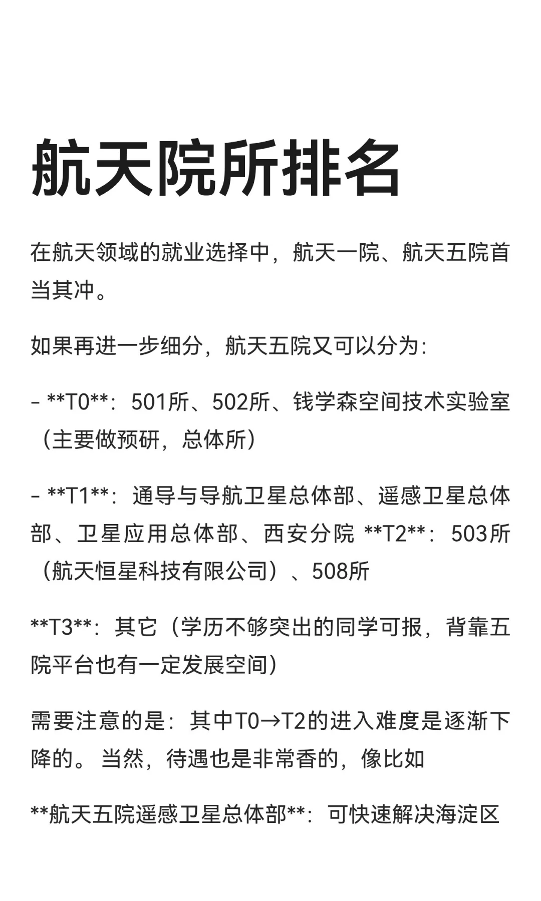 航天院所排名