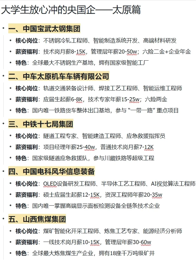 大学生放心冲的央国企——太原篇