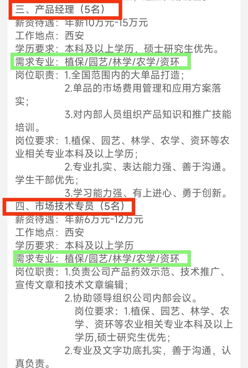 ［陕西东旺农华公司］园艺 植保 农学 资环