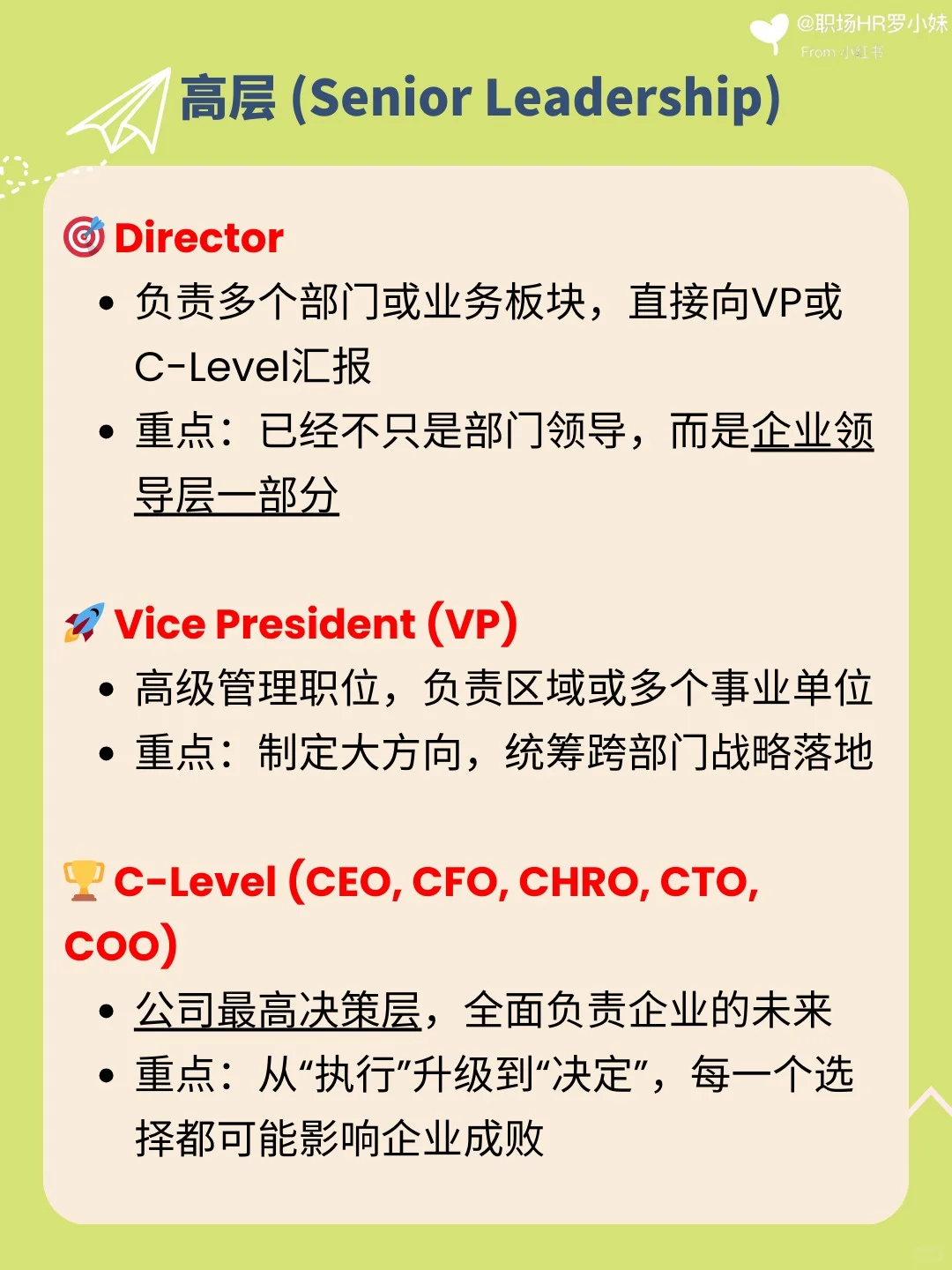 【职称科普】Intern 到 C-Level 有哪些职位