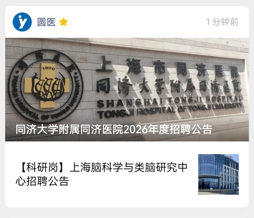 同济大学附属同济医院2026年度招聘