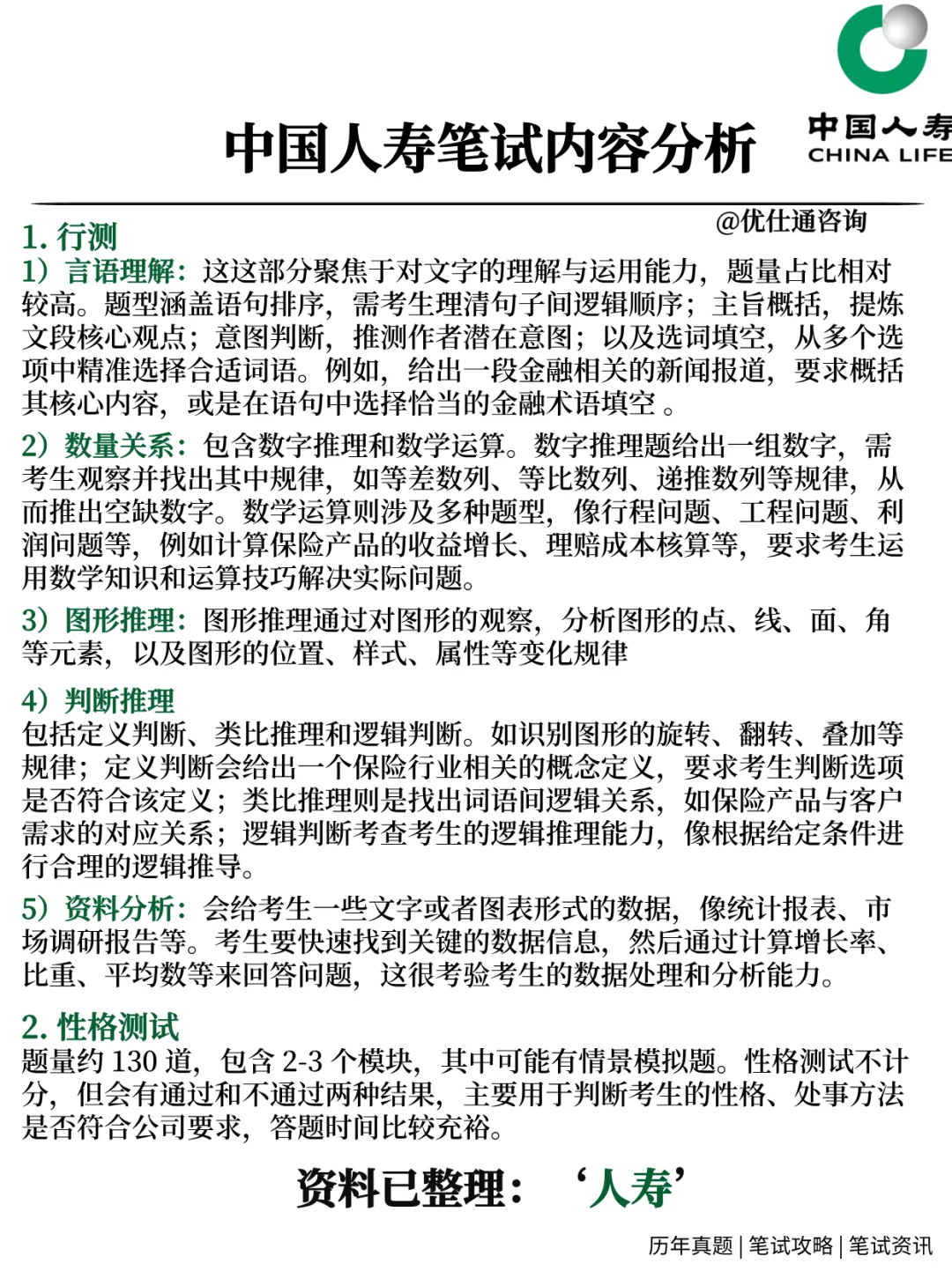 中国人寿2026校招笔试考什么❓