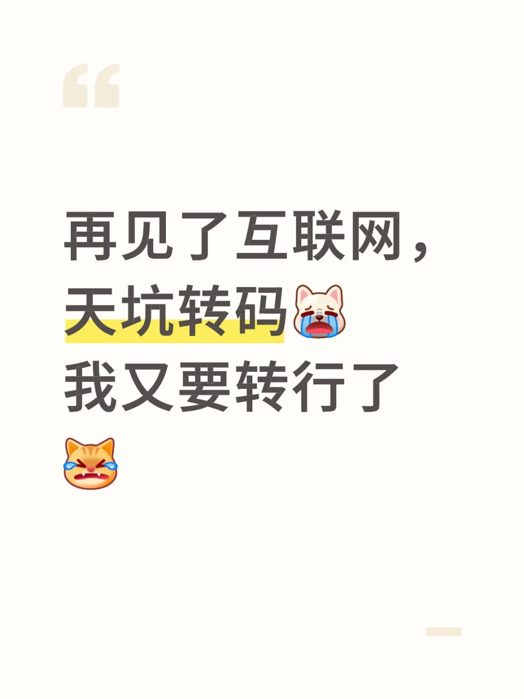 天坑转码：再见了互联网，我又要转行了