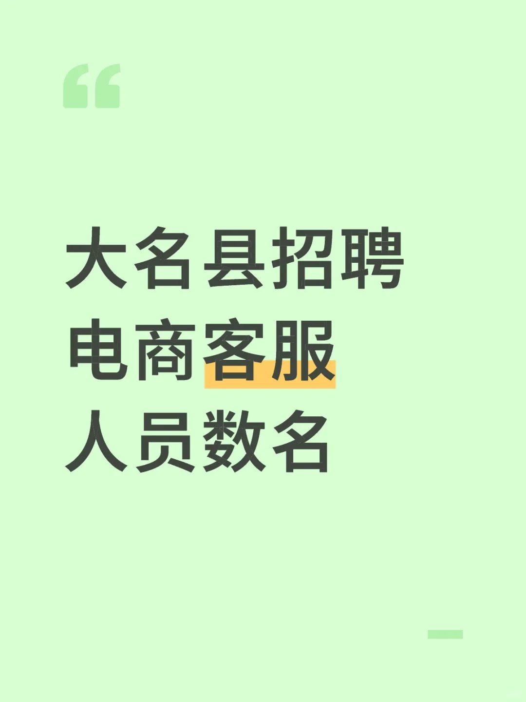 大名县招聘电商客服人员数名
