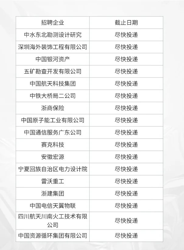 10月20日前要截止的秋招