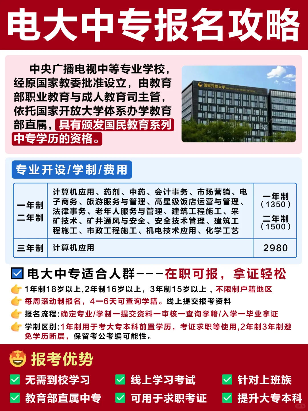 电大中专一年制两年制怎么报名✅详细攻略