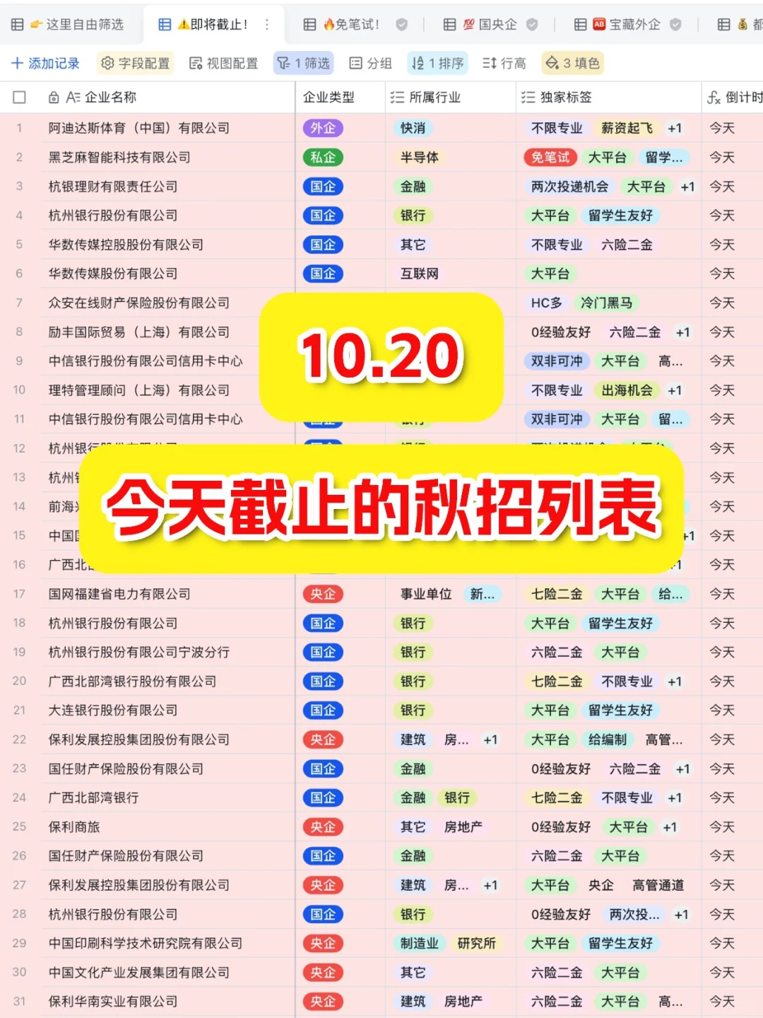 10.20 今天截止的秋招！请马上查漏补缺‼️