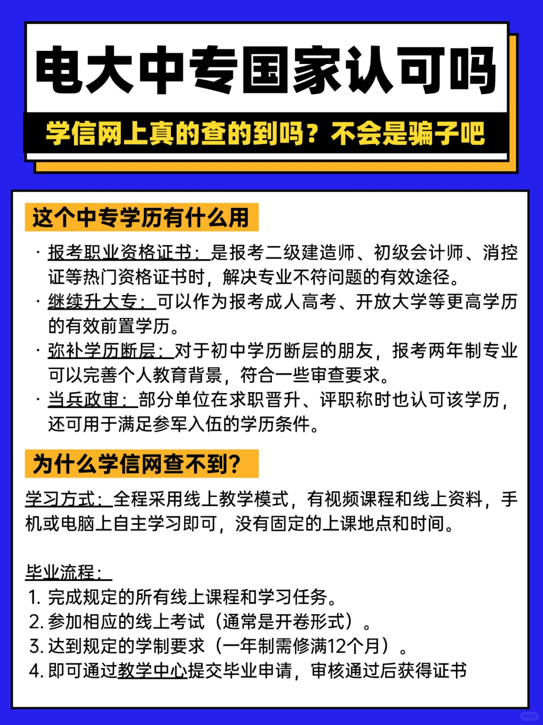 电大中专国家认可吗？学信网上真的查得到吗？