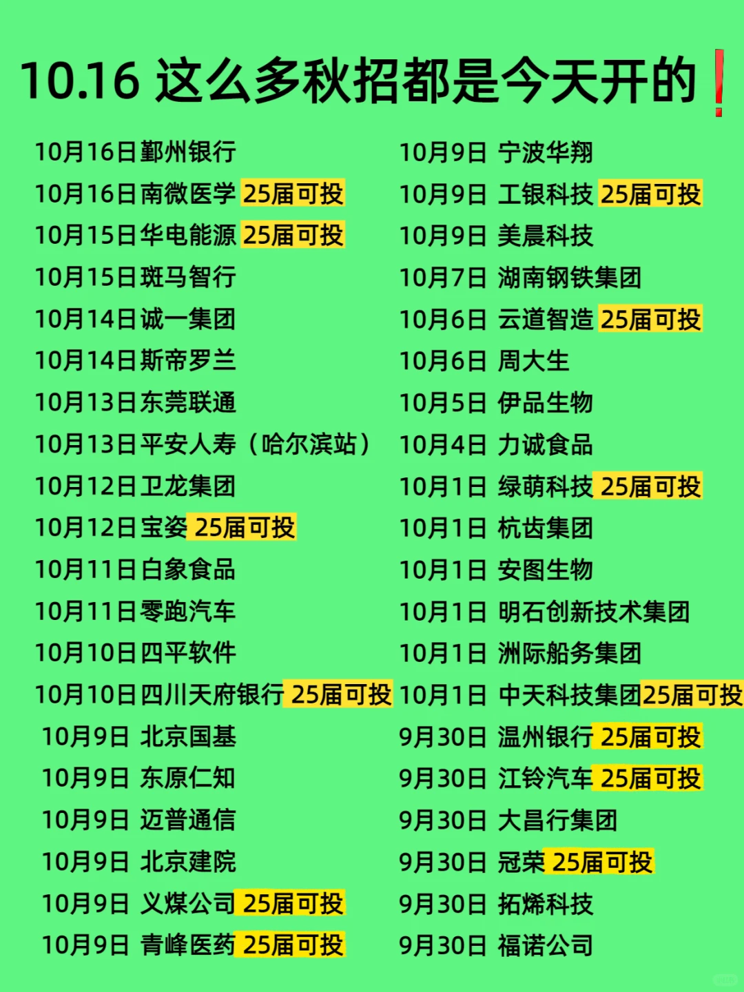 10.16 今天新开秋招！
