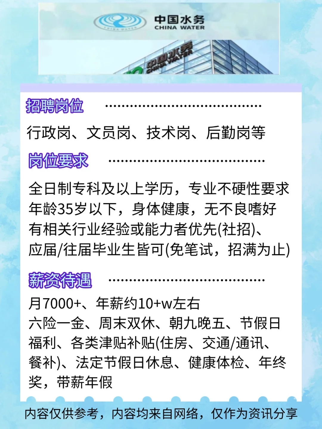 水务集团！专科起！月7000+