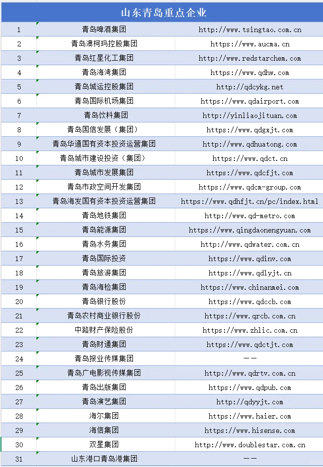 山东国企名录