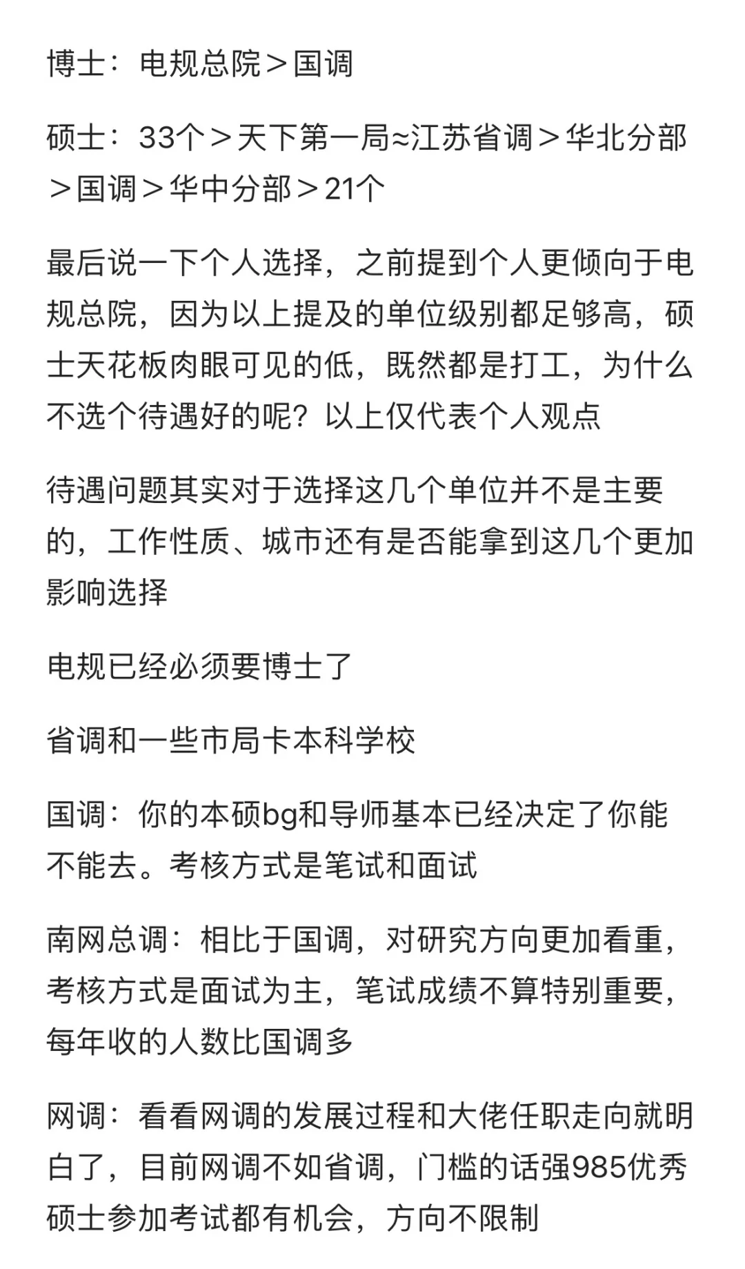 国调，电规总院，省调，哪个好呢