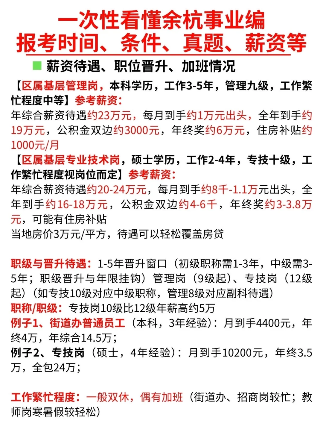 一次性看懂余杭事业编薪资、时间、要求、真题