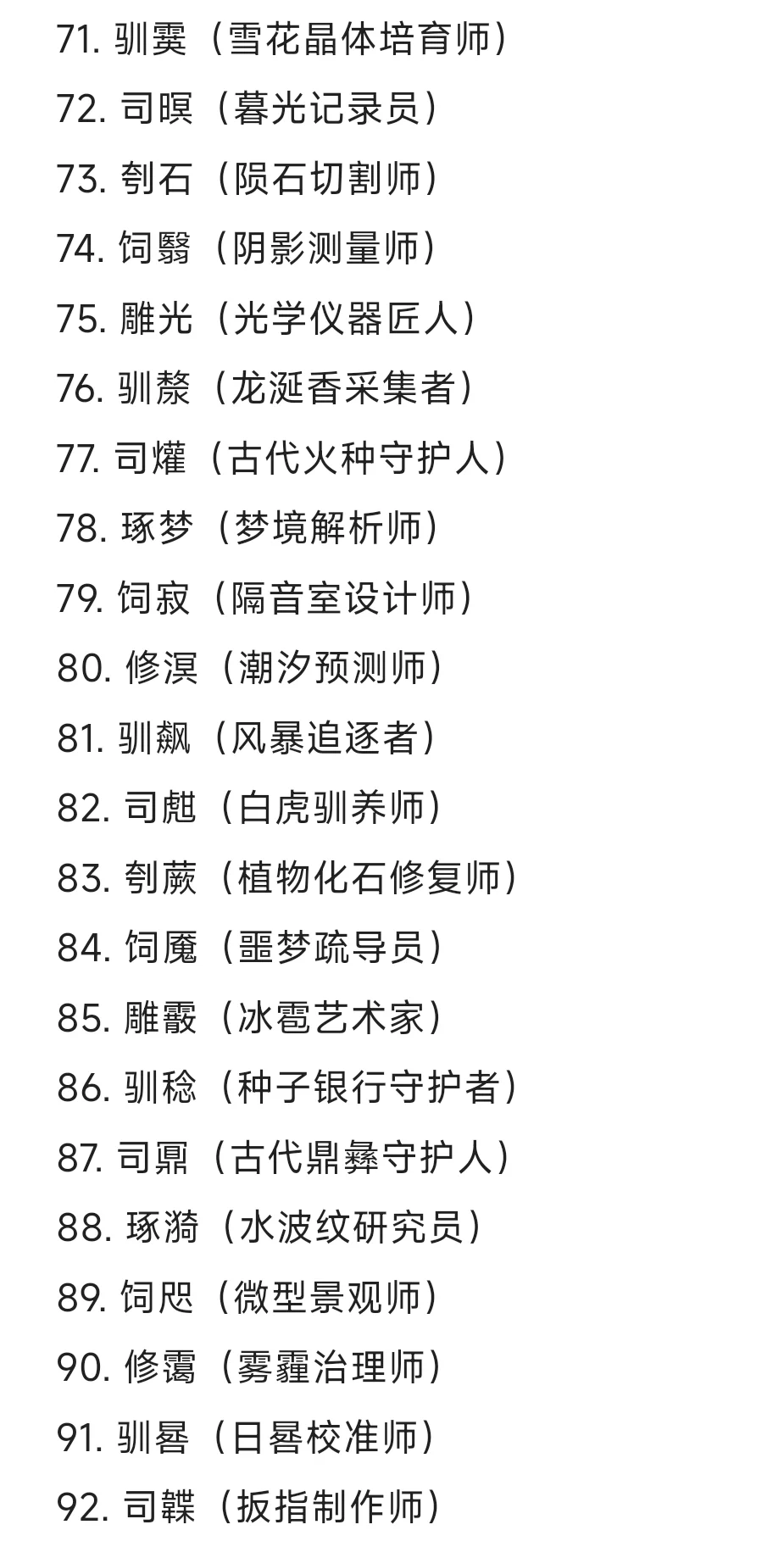 可以写进小说中的职业（第一弹）