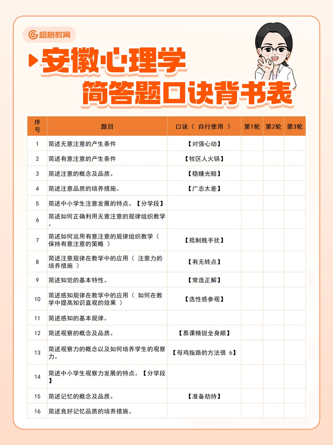 安徽教招心理学简答题口诀背书表🔥
