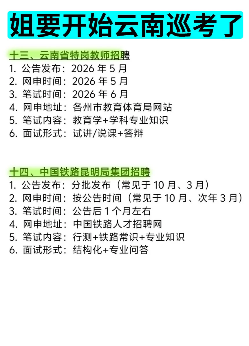 姐要开始云南巡考啦！！