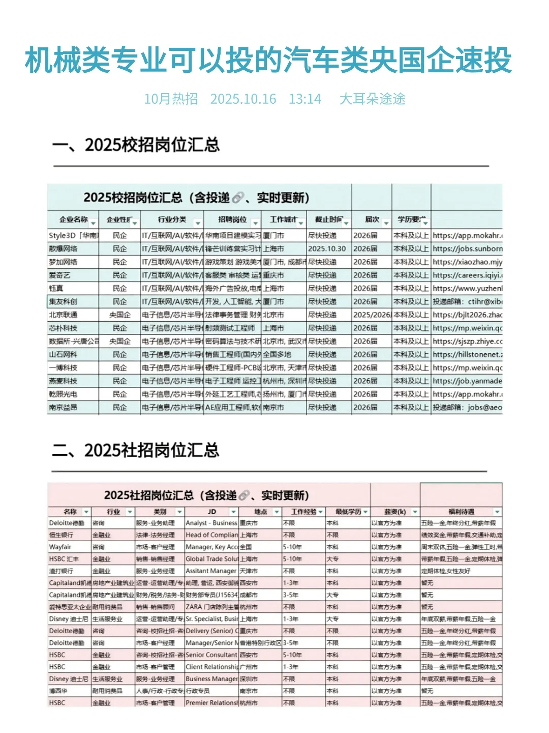 机械类专业可以投的汽车类央国企速投！