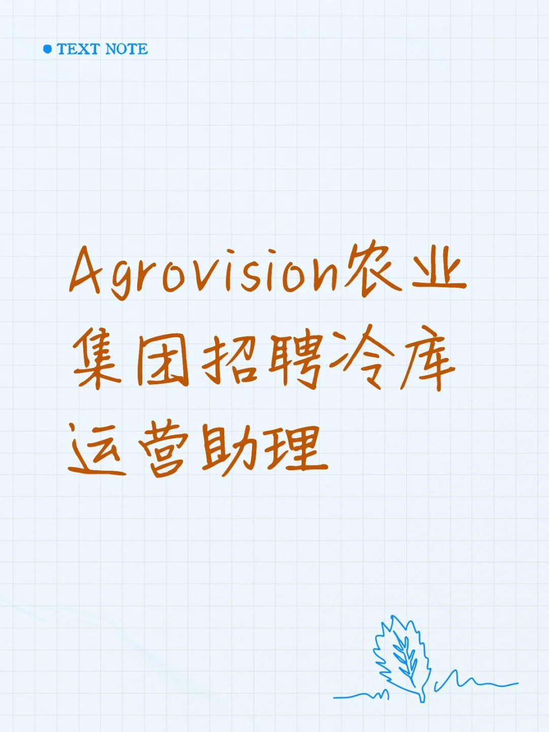 Agrovision农业集团招聘冷库助理