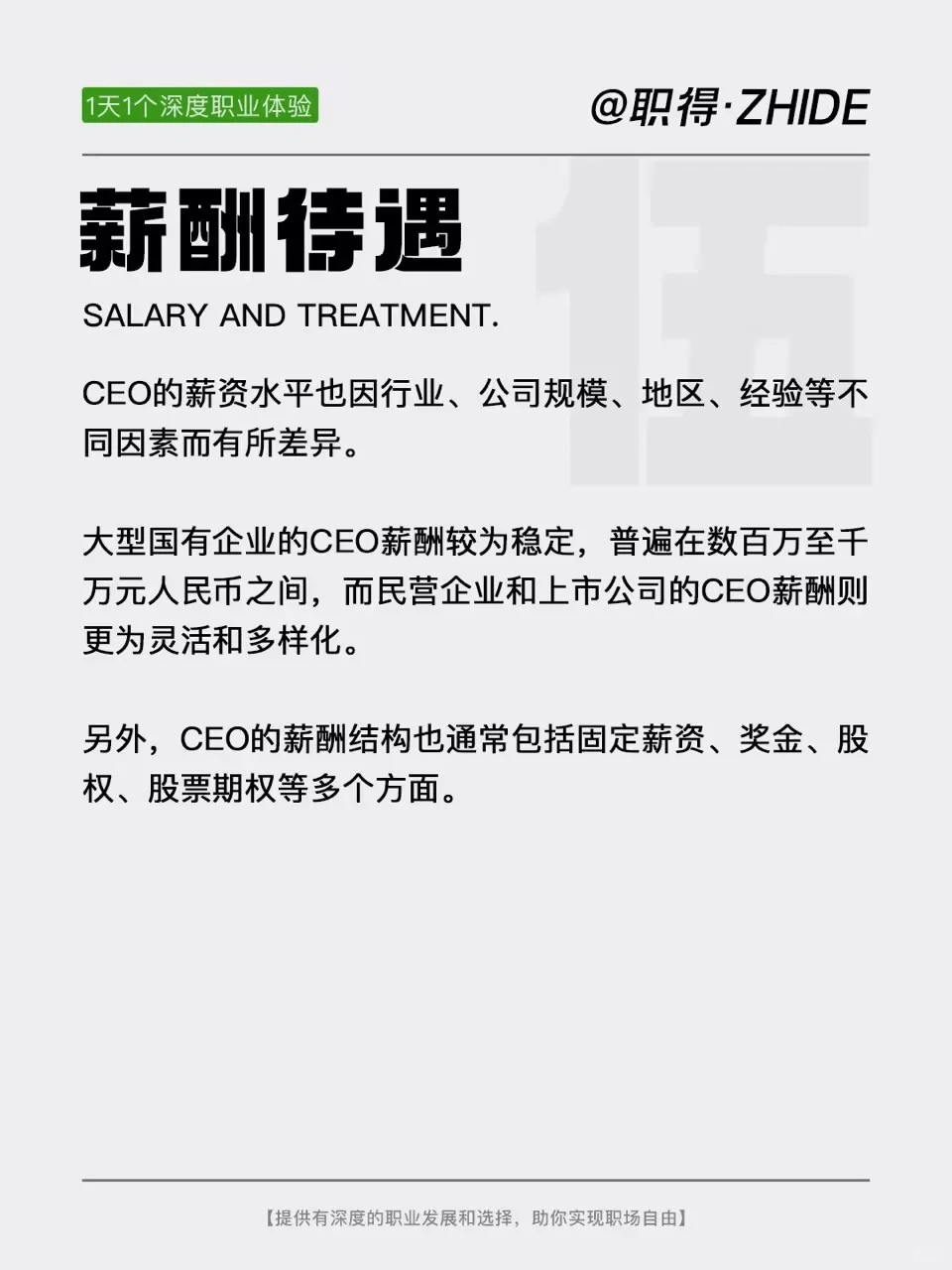 每天一个深度职业体验|首席执行官
