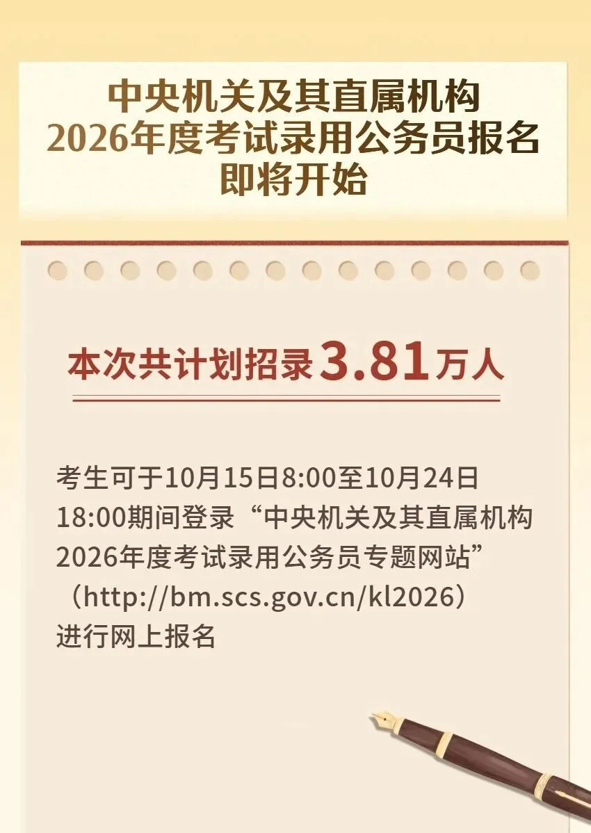 国考报名，即将开始！共计划招录3.81万人
