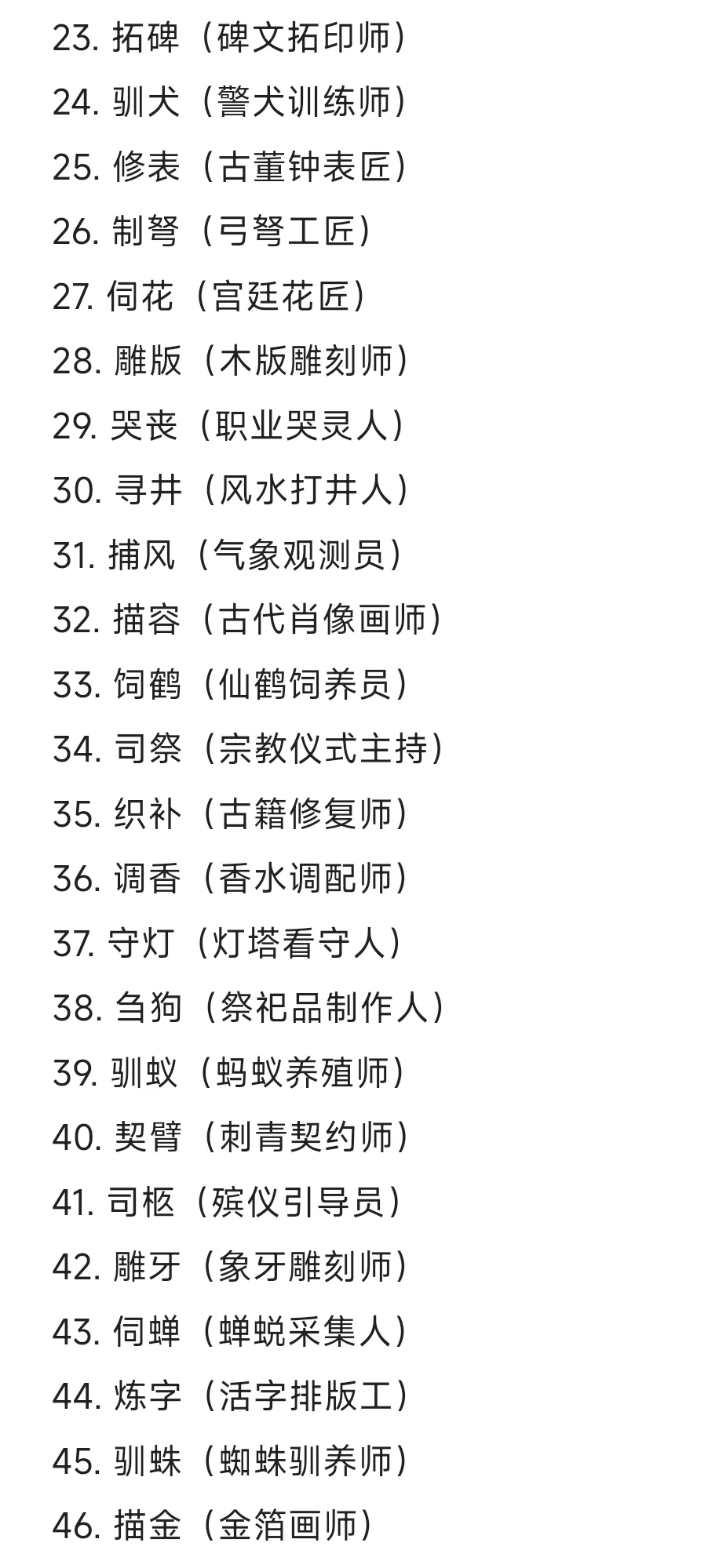 可以写进小说中的职业（第一弹）