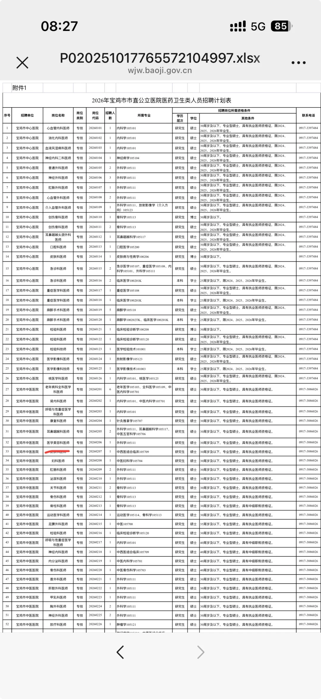 宝鸡市公立医院2026招聘
