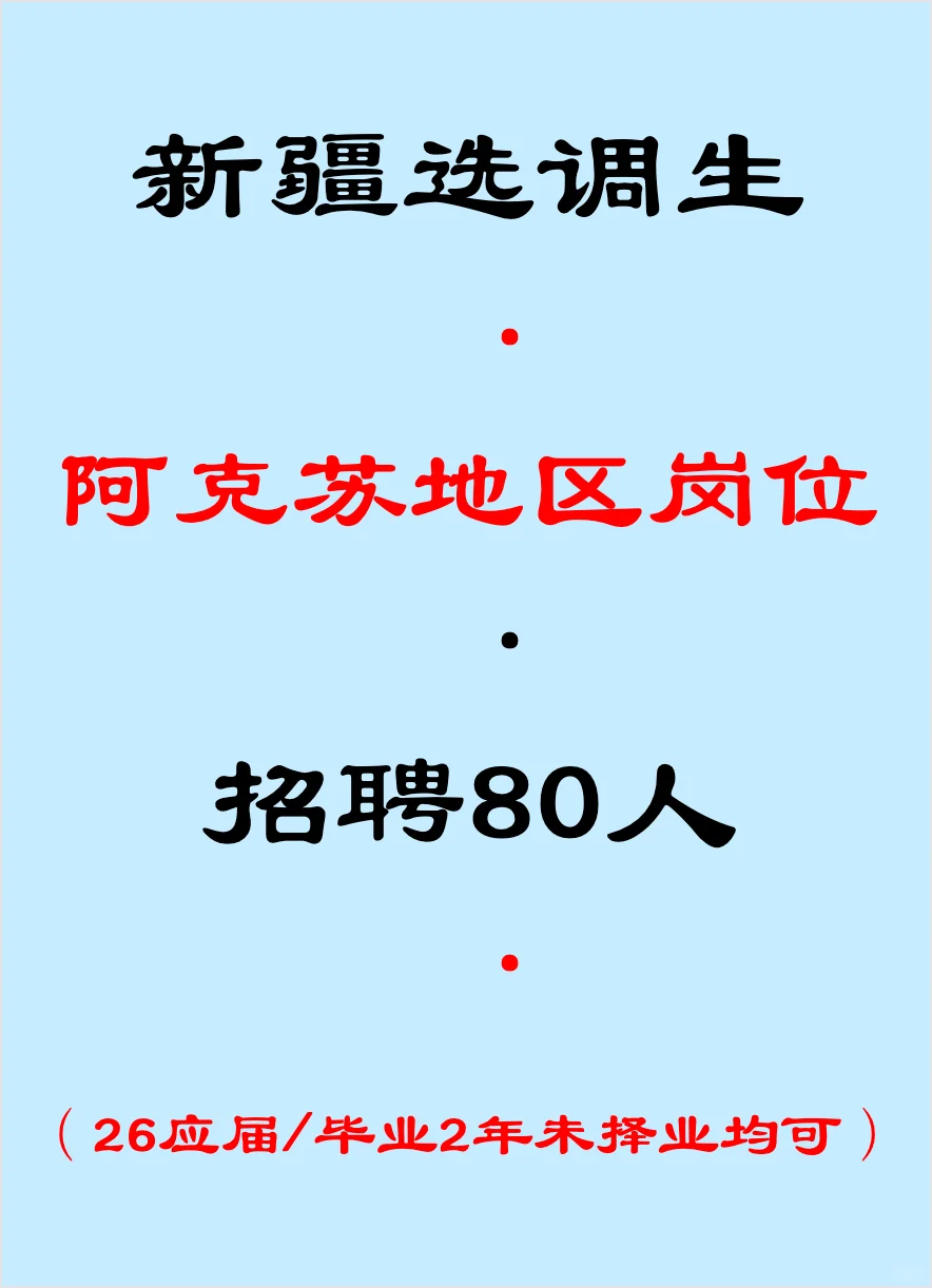 阿克苏选调生，招聘80人
