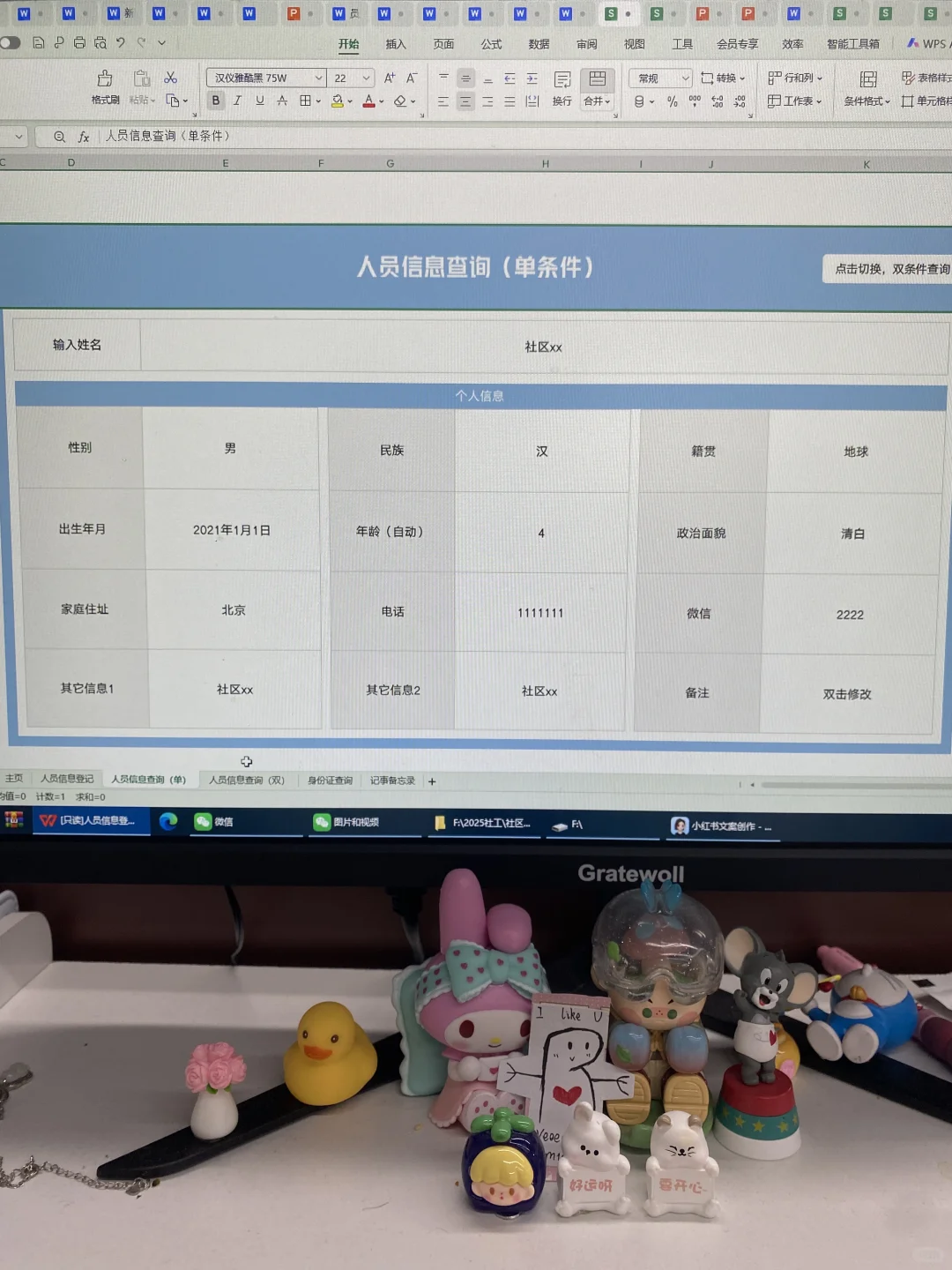 前社区书记留下的人员信息登记系统，真的牛