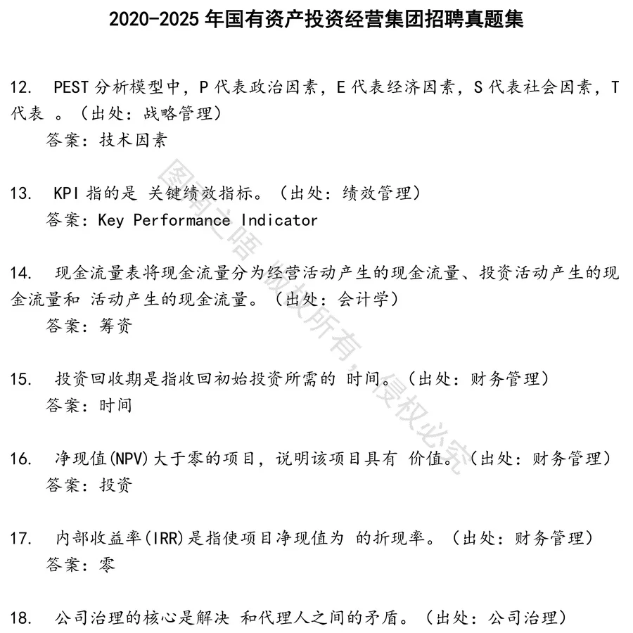 国有资产投资经营集团招聘招聘考试资料真题笔试面试