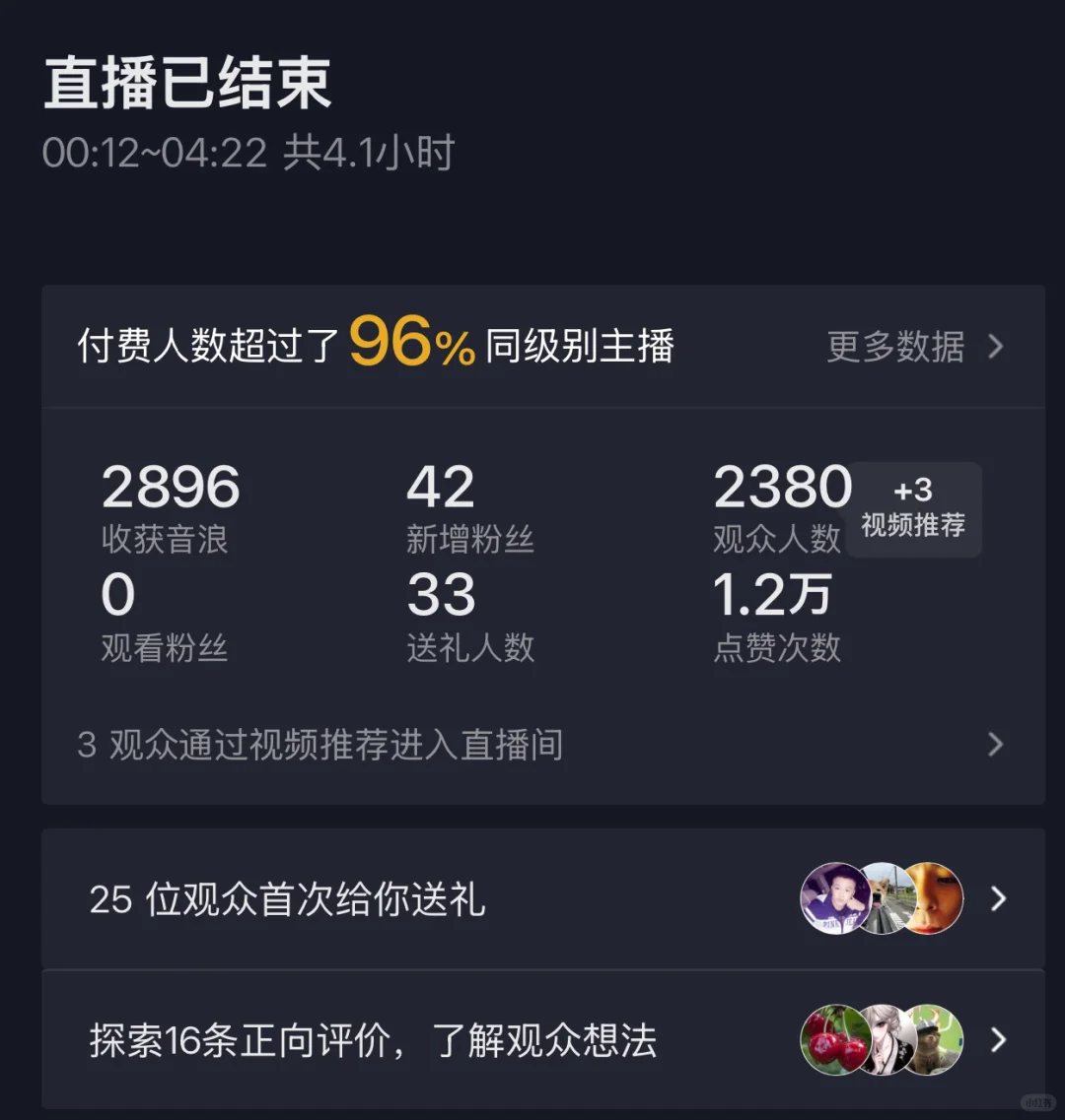 新主播第一天 收入140