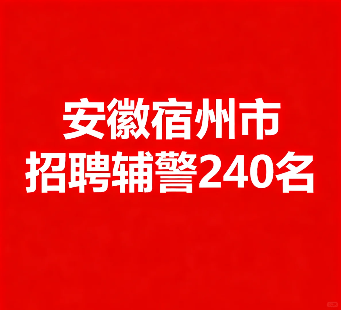 安徽宿州市招聘辅警240名，冲冲冲