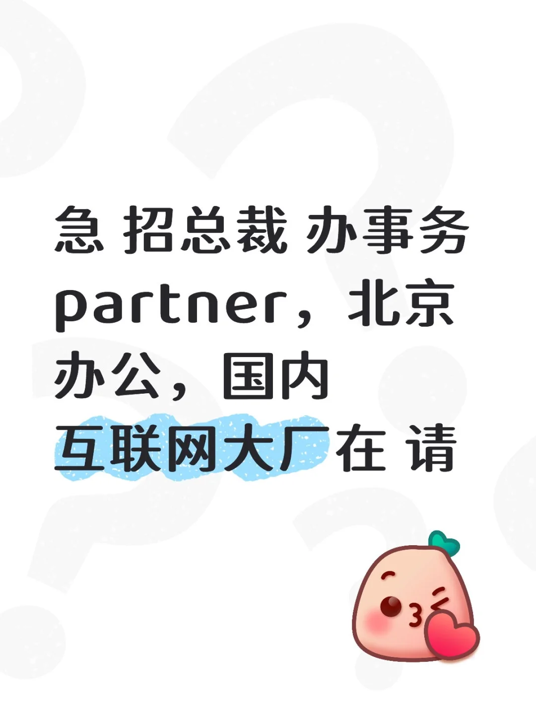 急 招总裁 办事务partner，互联网大厂在请