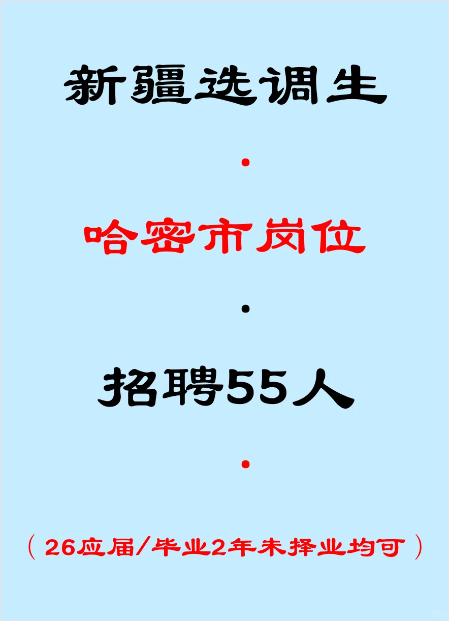 哈密市选调生，招聘55人