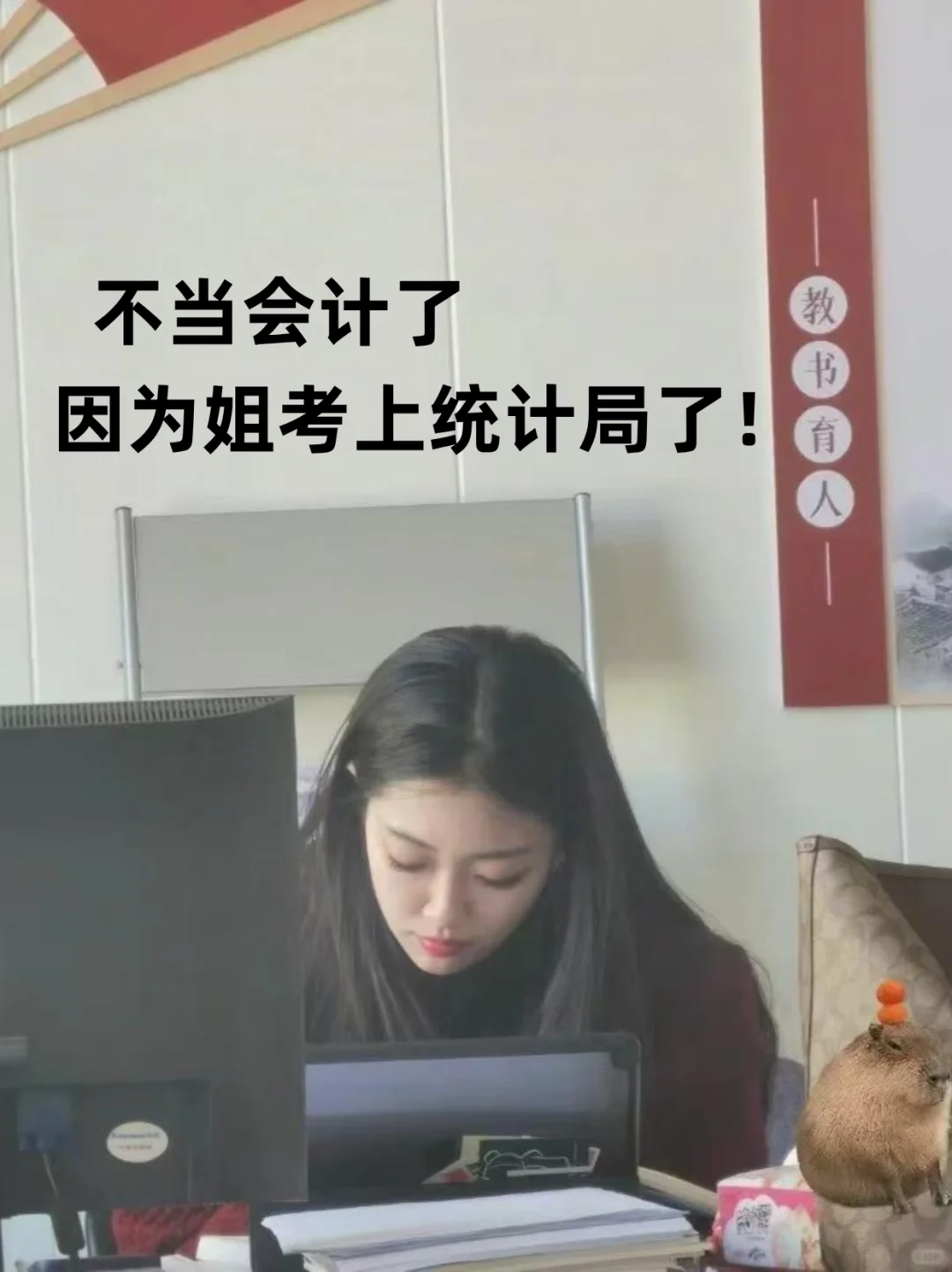 不当会计了，因为姐考上统计局了！