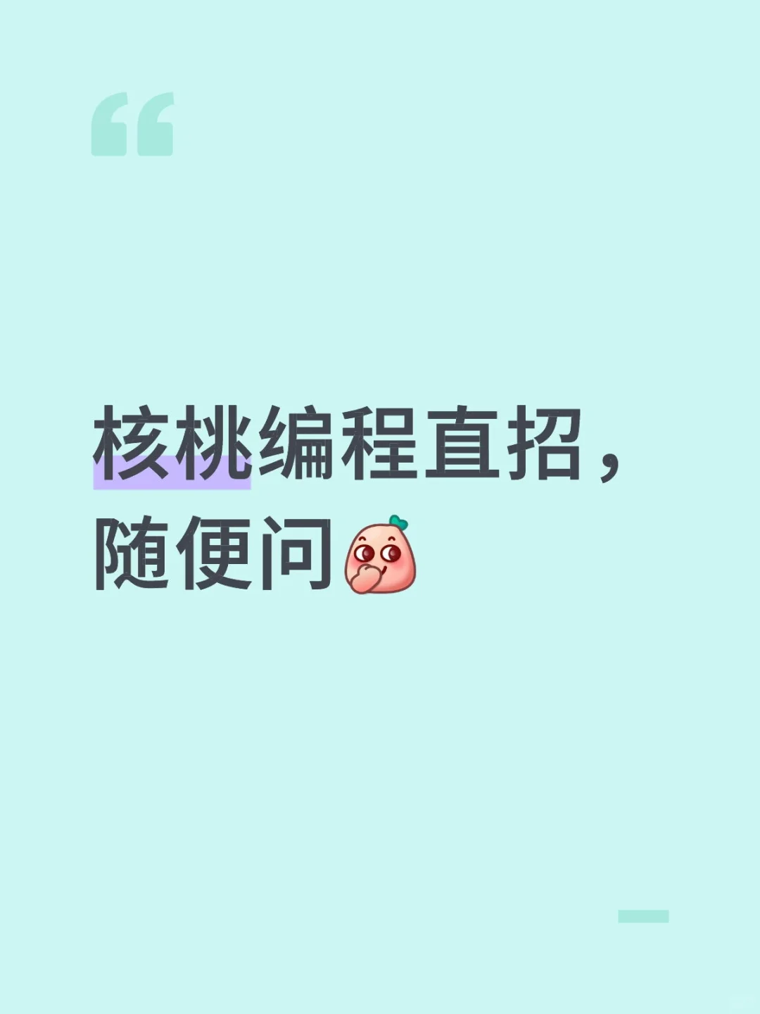 核桃编程直招，随便问₍˄·͈༝·͈˄*₎◞