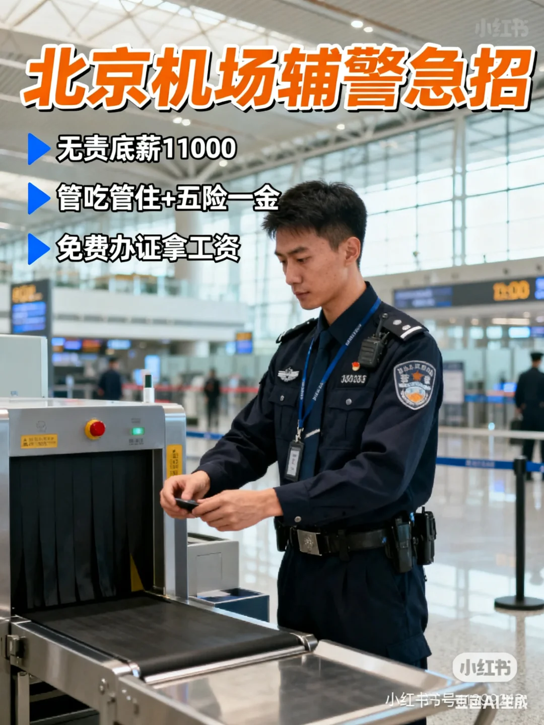 北京找工作的兄弟速看！机场辅警岗直接冲！