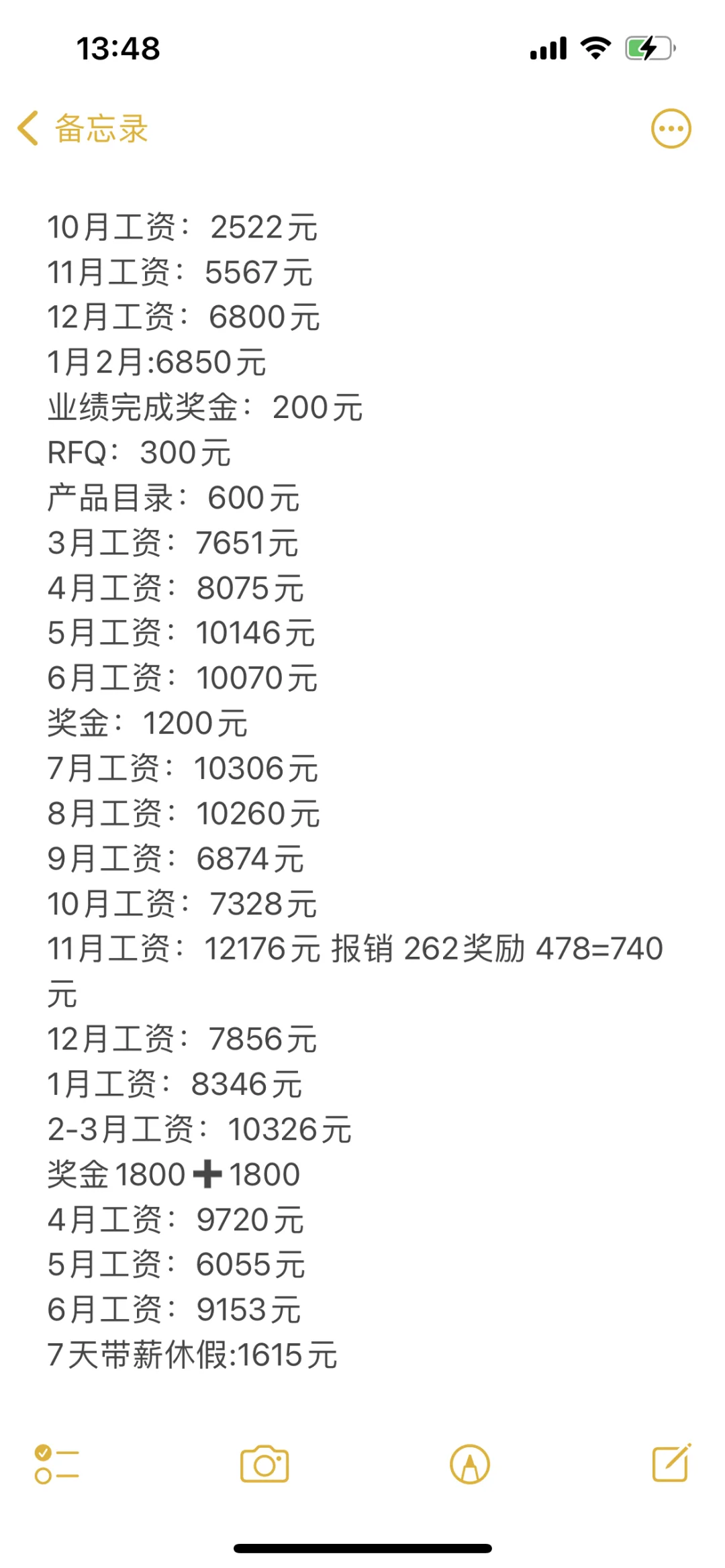 一年9个月 外贸业务员的工资💰收入