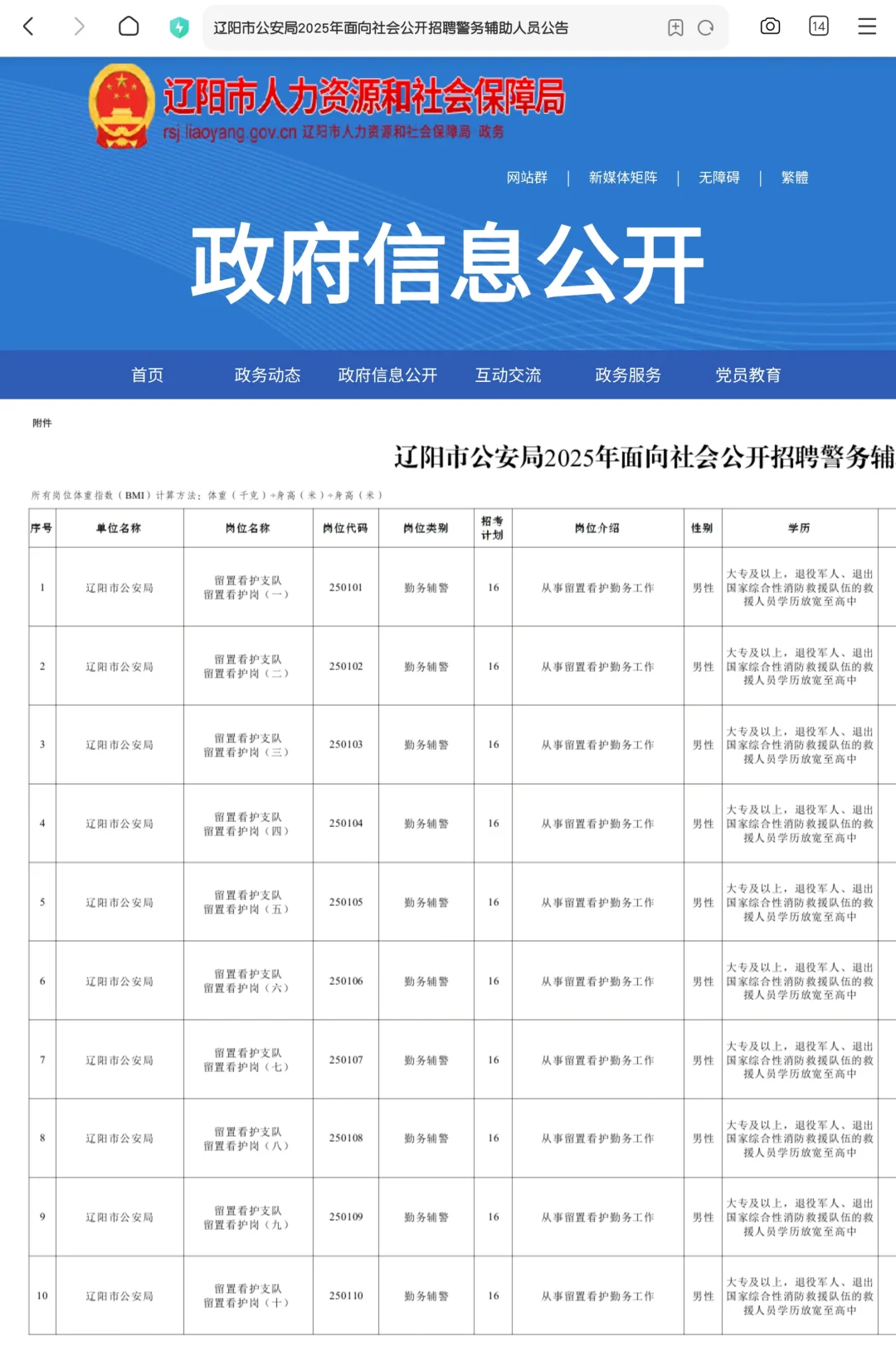 辽阳人注意！辅警招452人！高中可报！