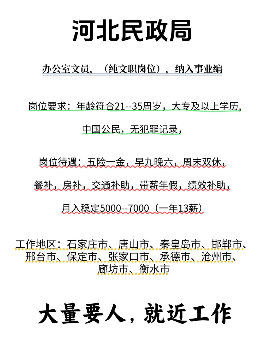 河北民政局，岗位扩充！有同学愿意来吗？