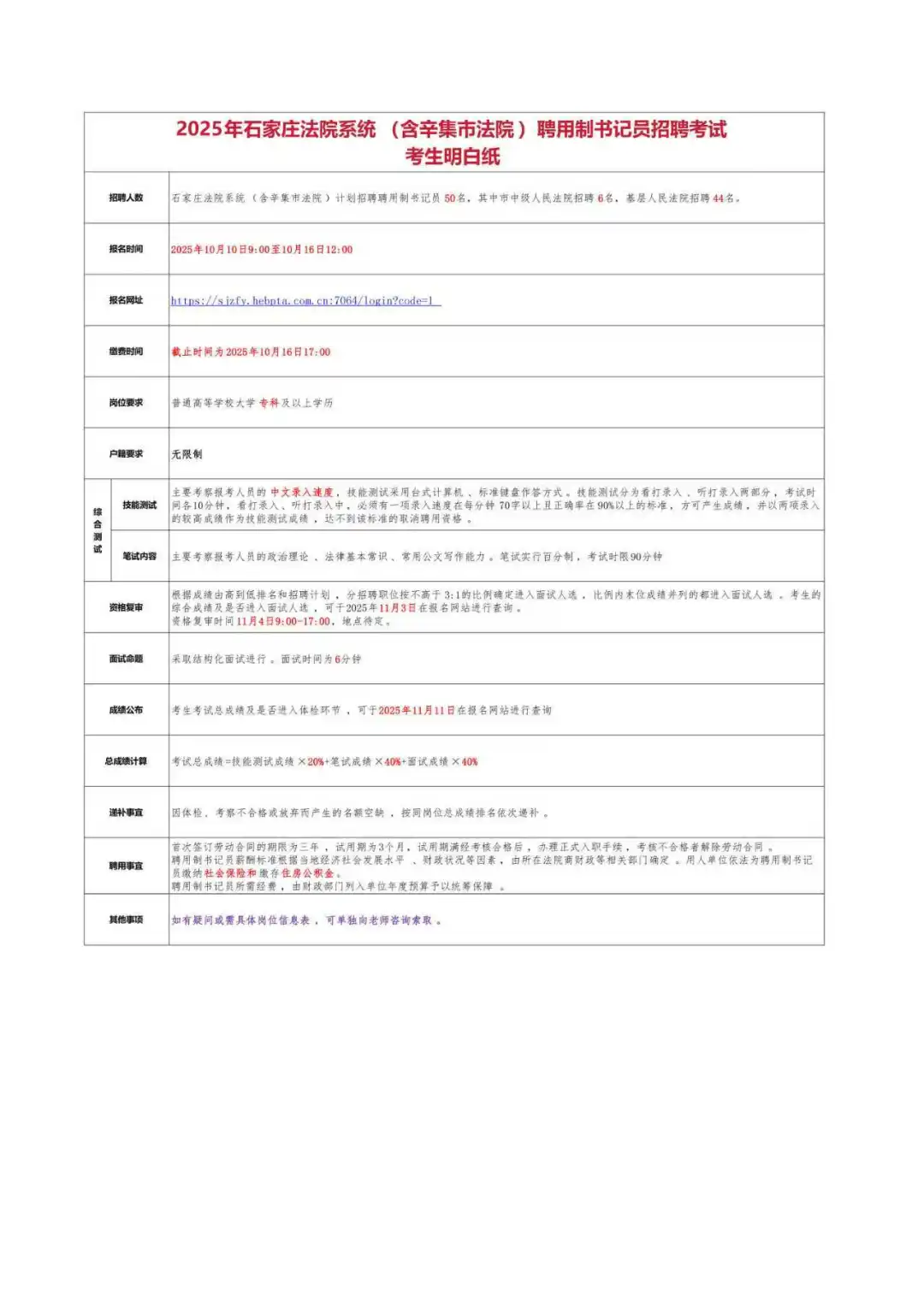 后附考生明白纸和岗位表
