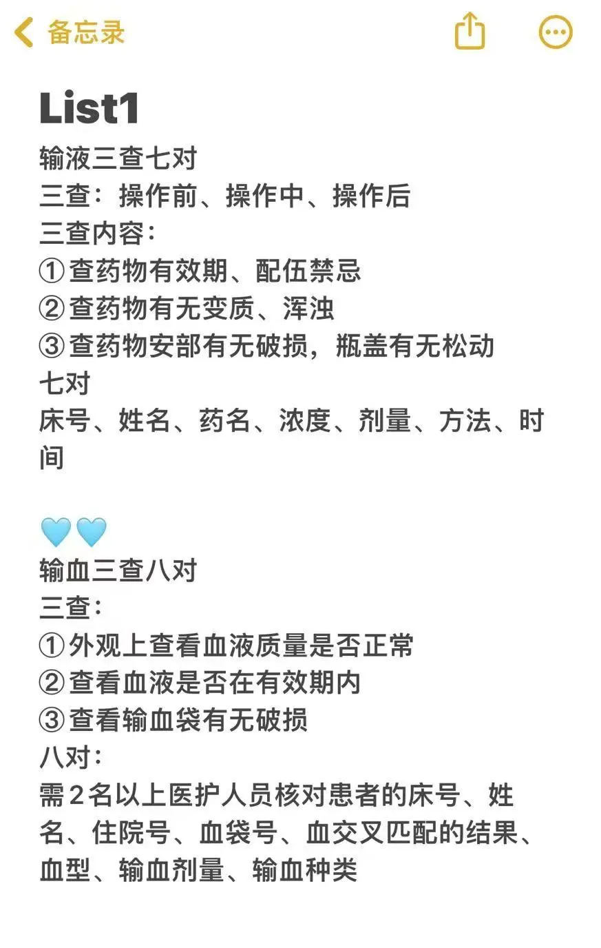 实习护理生不想被带教骂惨，就背点吧......