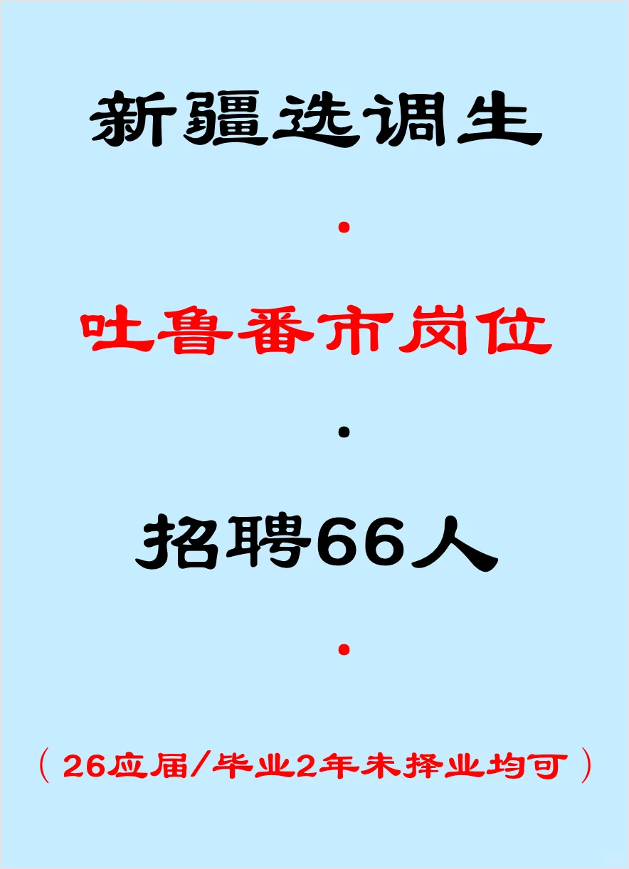 吐鲁番选调生，招聘66人