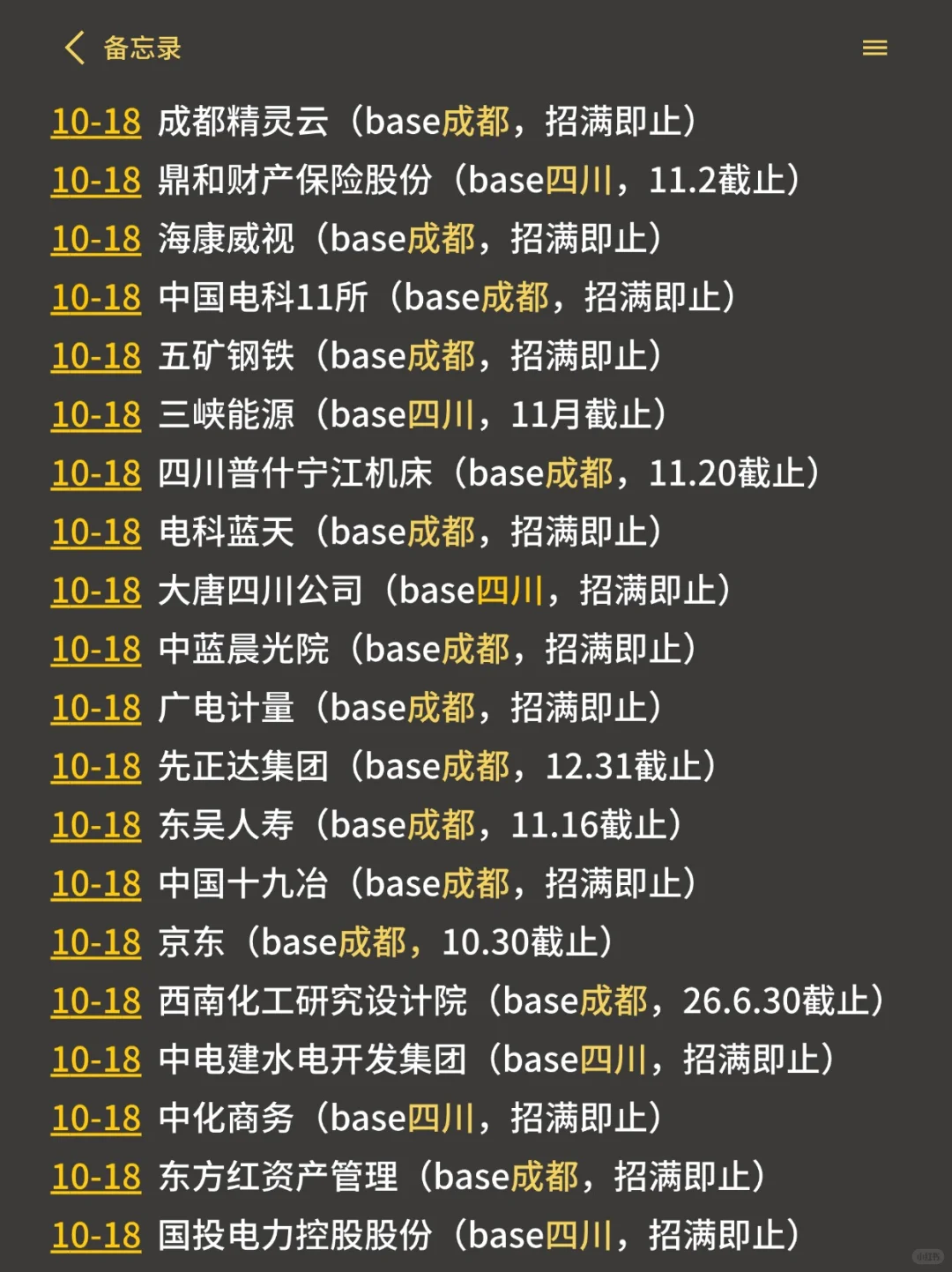 10.18 周六可投递的新开四川成都校招！