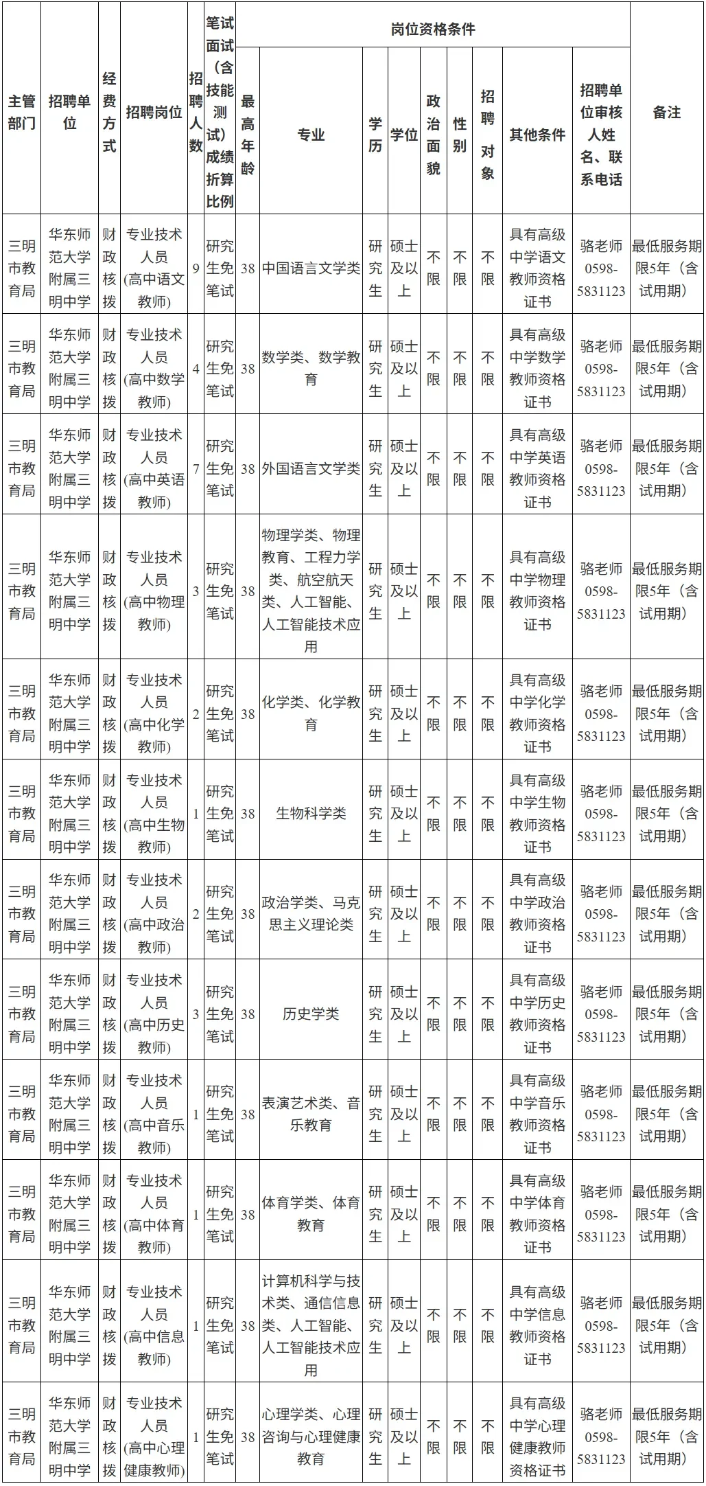 三明招聘编制教师35人！无需笔试！