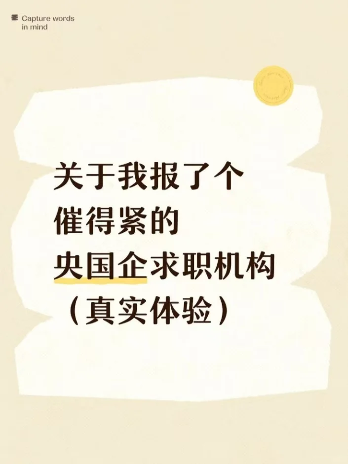 关于我报了个催得紧的央国企求职机构