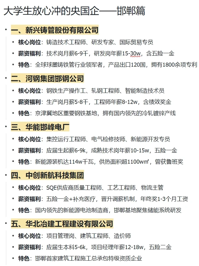 大学生放心冲的央国企——邯郸篇
