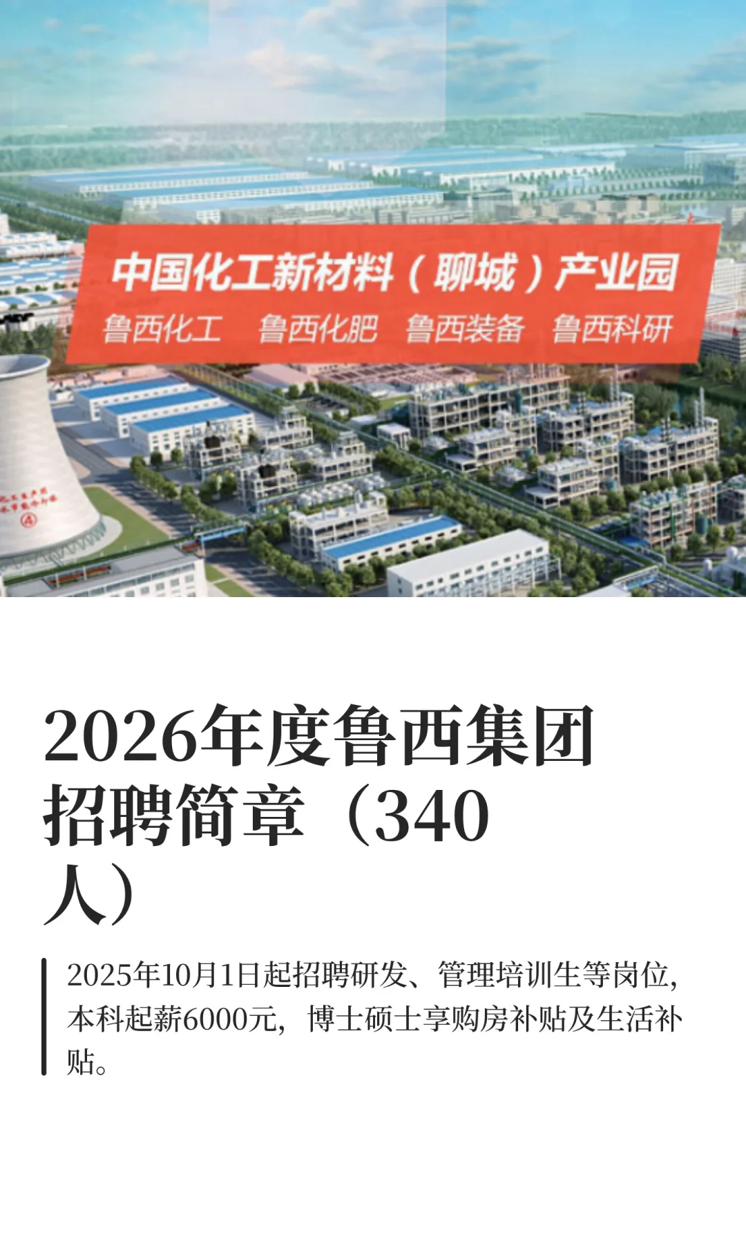 2026年度鲁西集团招聘简章（340人）