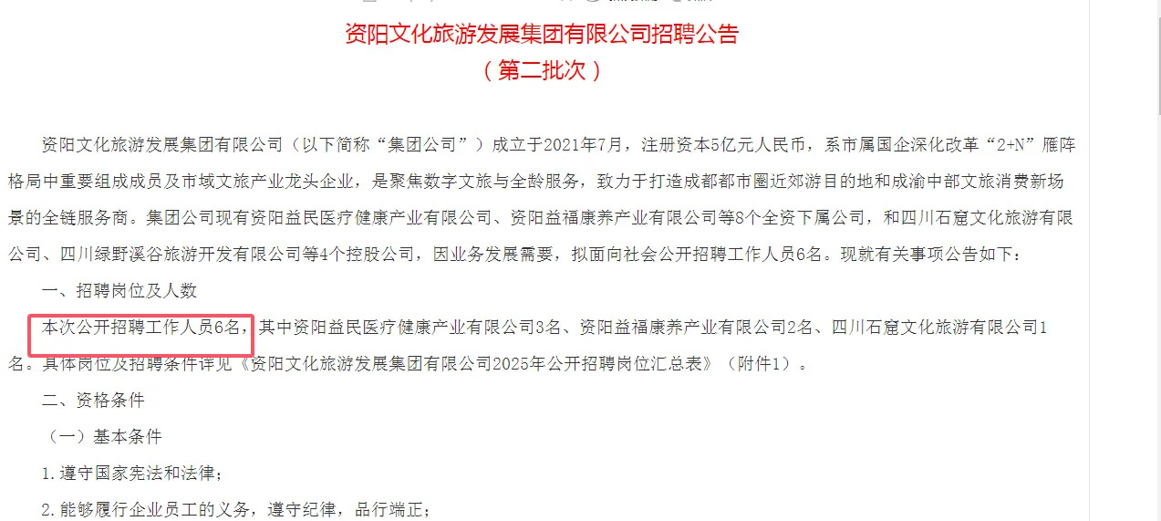 资阳文旅集团招聘公告