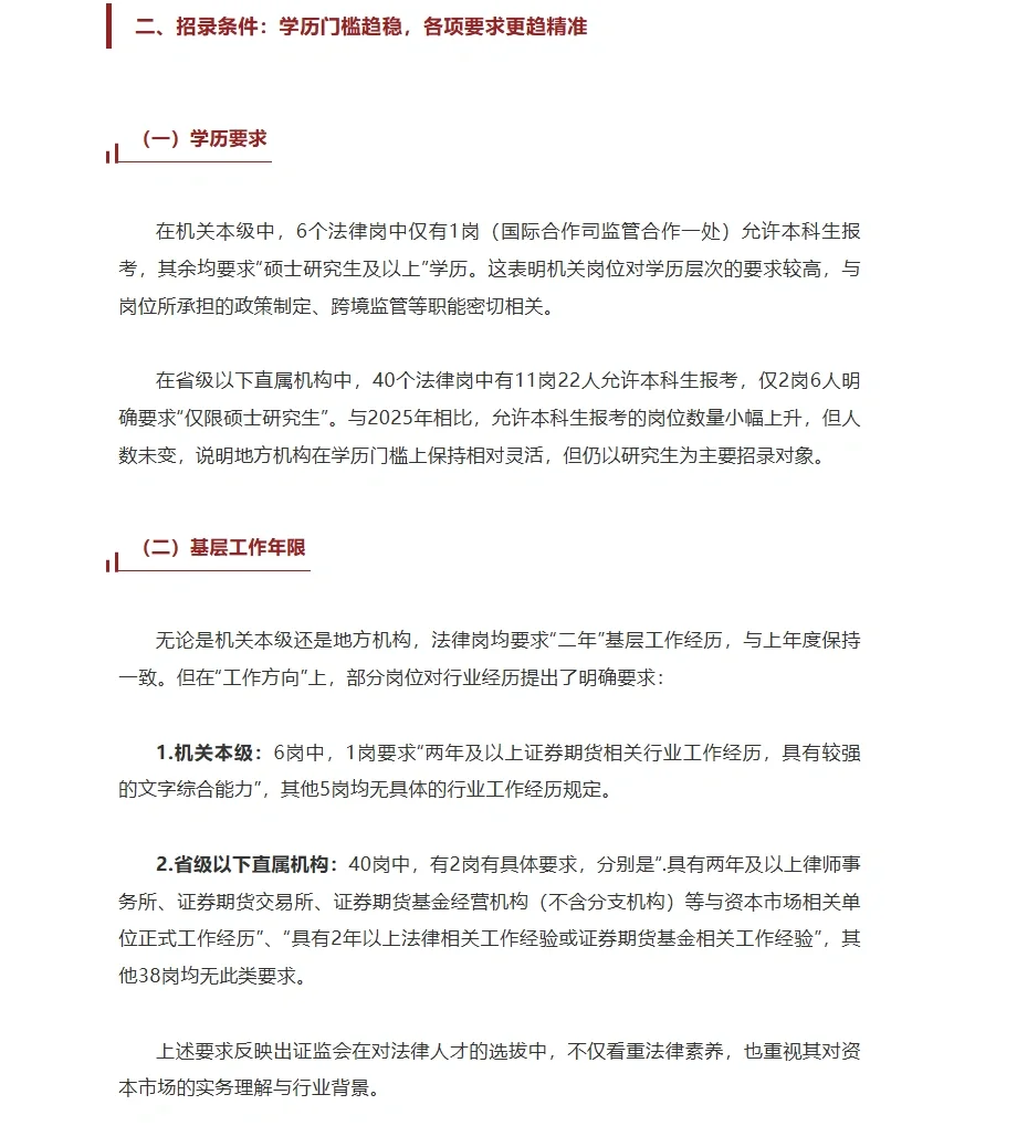 国考证监会招录政策解读