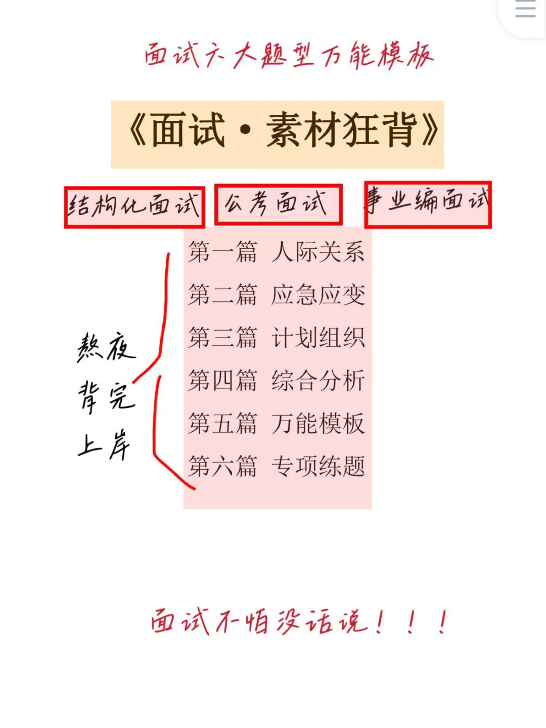 结构化面试，肚子里没墨的人3h背完，保底88+